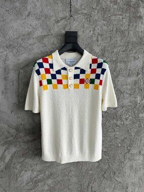 Casablanca Off-White Checkered Polo Shirt
